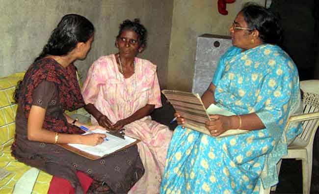 Palliative care volunteers collecting data.